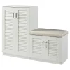 Meuble à chaussures Loeten avec banquette 97 x 120 x 36 cm blanc en.casa