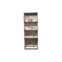 Meuble à chaussures MEXICO 4 tiroirs avec miroirs Coloris chene sonoma Rangement vertical contemporain