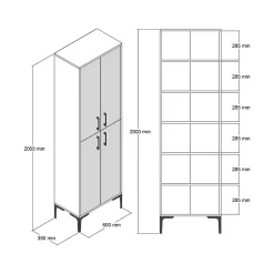 Meuble à chaussures Mimosa, Meuble à chaussures, Armoire polyvalente, Rangement pour chaussures, 60x35h200 cm, Noyer et Anthracite