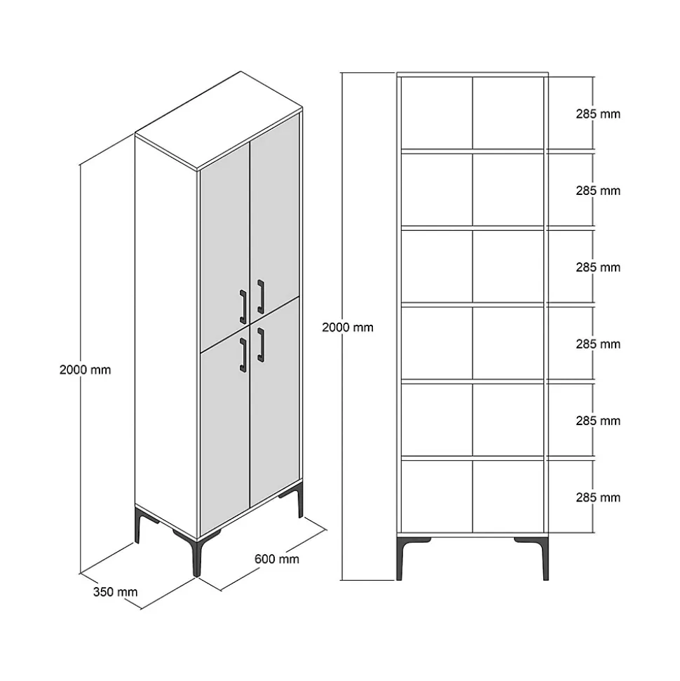 Meuble à chaussures Mimosa, Meuble à chaussures, Armoire polyvalente, Rangement pour chaussures, 60x35h200 cm, Noyer et Anthracite