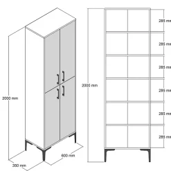 Meuble à chaussures Mimosa, Meuble à chaussures, Armoire polyvalente, Rangement pour chaussures, 60x35h200 cm, Noyer et Anthracite