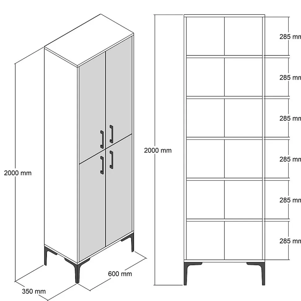 Meuble à chaussures Mimosa, Meuble à chaussures, Armoire polyvalente, Rangement pour chaussures, 60x35h200 cm, Noyer et Anthracite
