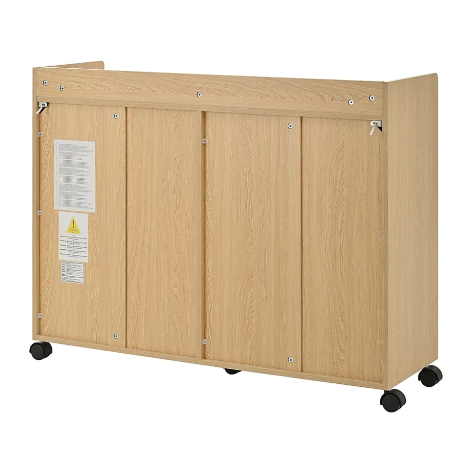 Meuble à Chaussures Mobile avec Étagères Réglables et Espaces Ouverts, MDF avec Roulettes - 110x35x86 cm, Naturel