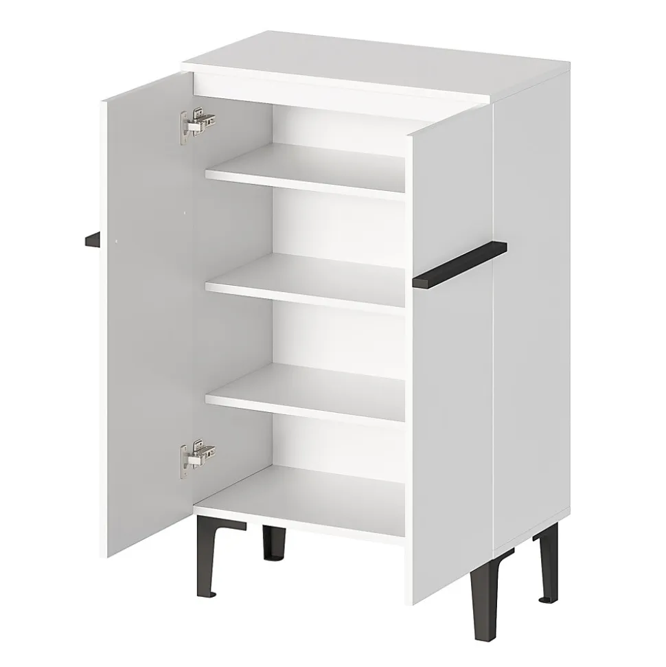 Meuble à Chaussures Moderne 2 Portes - avec Étagères Réglables - en Panneaux de Particules PB - 60x34,5x95 cm - Blanc