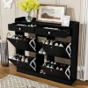 Meuble à Chaussures Moderne avec 4 Portes battantes, Multifonctionnel Armoire de Rangement avec 2 tiroirs et 3 Compartiments,noir