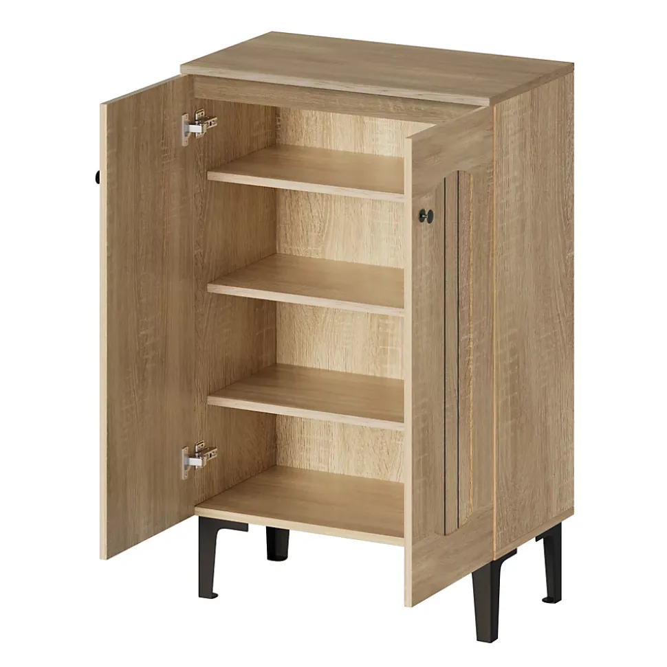 Meuble à Chaussures Moderne 2 Portes - avec Étagères Fixes - Panneaux de Particules - 60x31,5x95 cm - Naturel