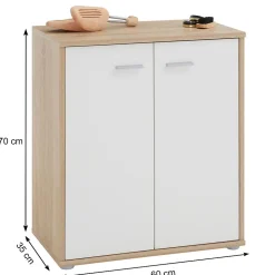 Meuble à chaussures OLYMPE, en mélaminé décor chêne sonoma et blanc mat