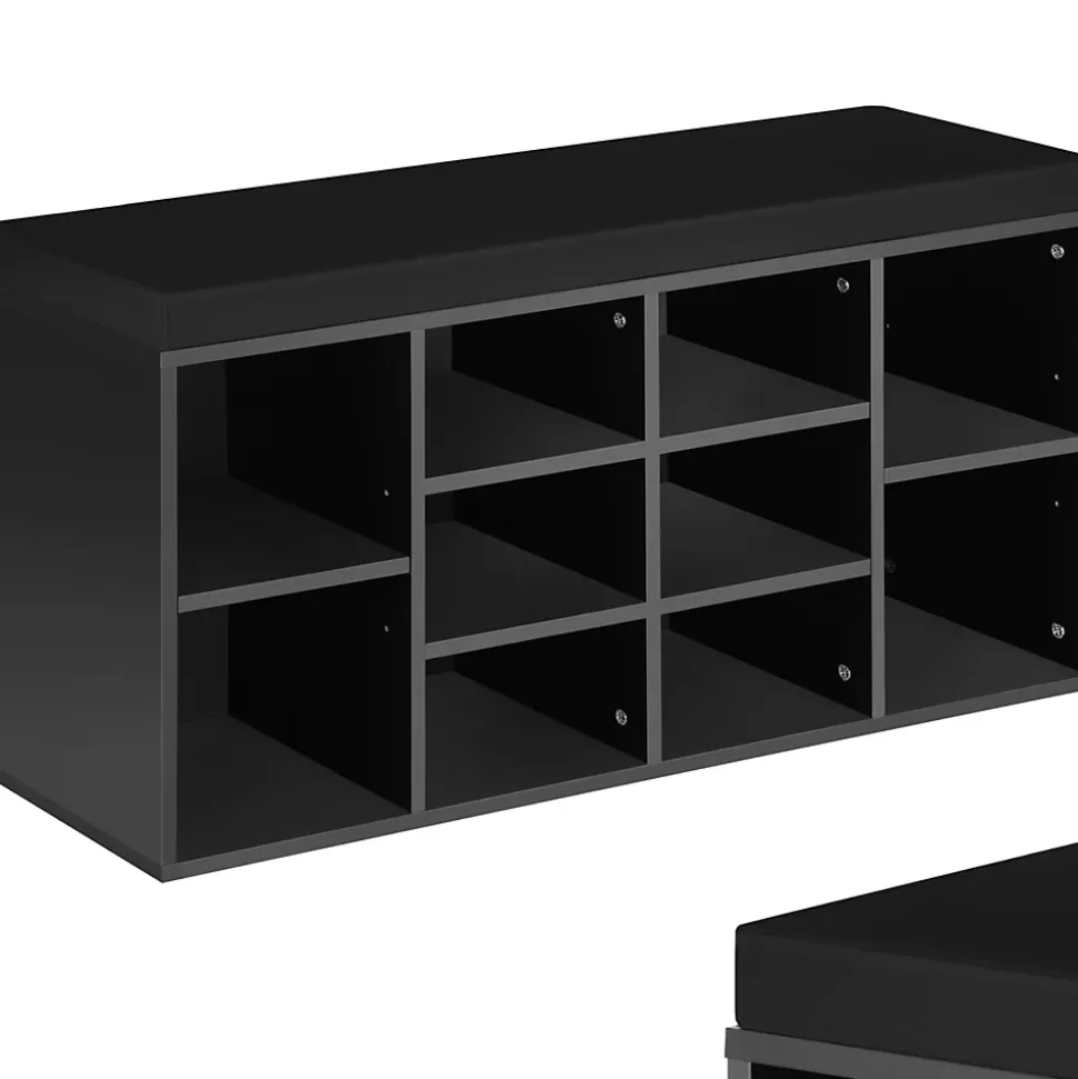 Meuble à chaussures Pour 10 paires avec Coussin de siège amovible noir