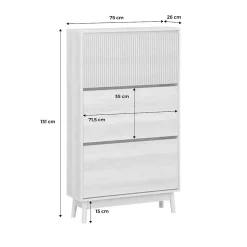 Meuble à chaussures scandinave décor bois noyer 3 portes abattantes capacité 18 paires de chaussures