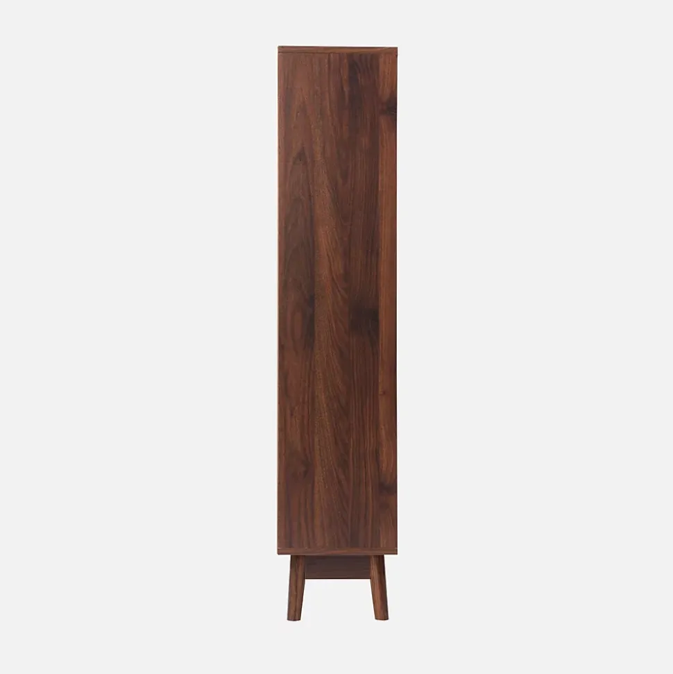 Meuble à chaussures scandinave décor bois noyer 3 portes abattantes capacité 18 paires de chaussures