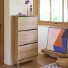 Meuble à chaussures scandinave décor bois 3 portes abattantes capacité 18 paires de chaussures