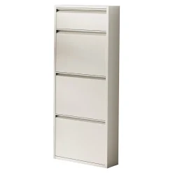 Meuble à chaussures Sokndal à 4 tiroirs inclinables blanc cassé en.casa