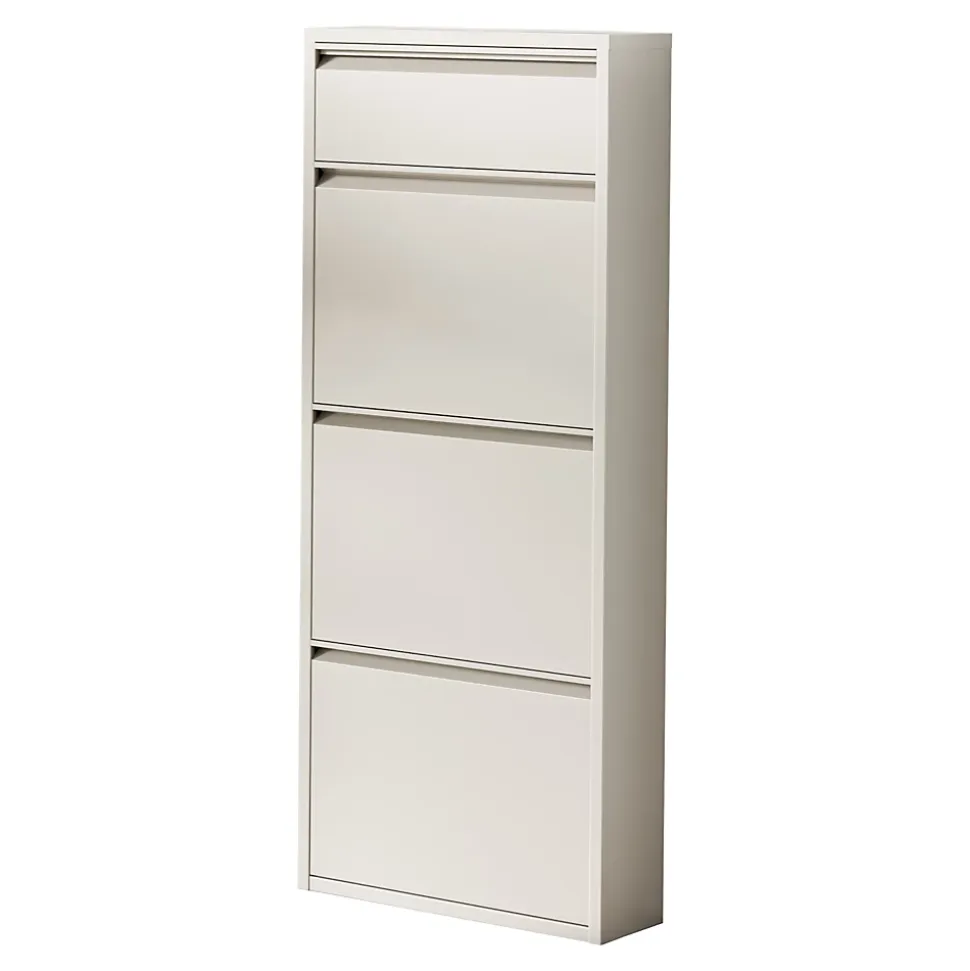 Meuble à chaussures Sokndal à 4 tiroirs inclinables blanc cassé en.casa