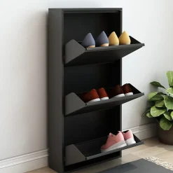 Meuble à chaussures Sokndal à 3 tiroirs inclinables noir en.casa