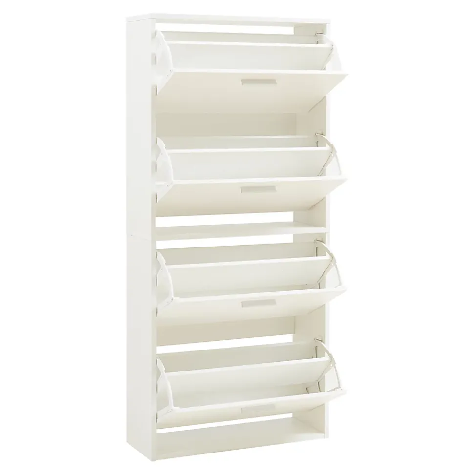 Meuble à chaussures Sykkylven à 4 abattants blanc en.casa