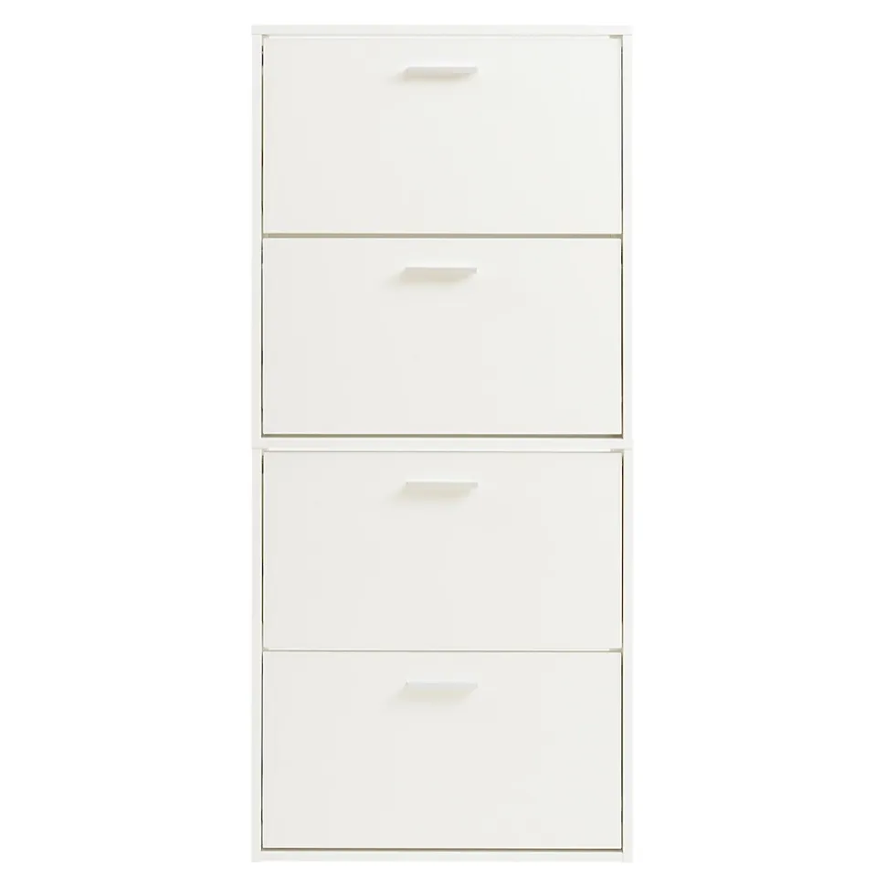Meuble à chaussures Sykkylven à 4 abattants blanc en.casa