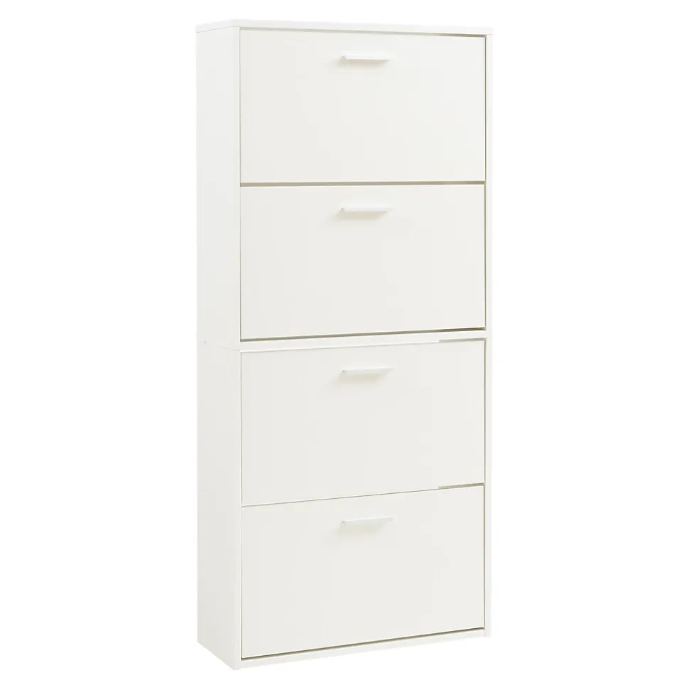 Meuble à chaussures Sykkylven à 4 abattants blanc en.casa