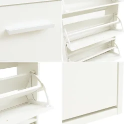 Meuble à chaussures Sykkylven à 4 abattants blanc en.casa
