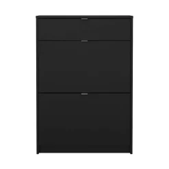 Meuble à chaussures Theophile, Meuble à chaussures, Armoire d'entrée polyvalente, Rangement pour chaussures, 70x24 h101 cm, Noir
