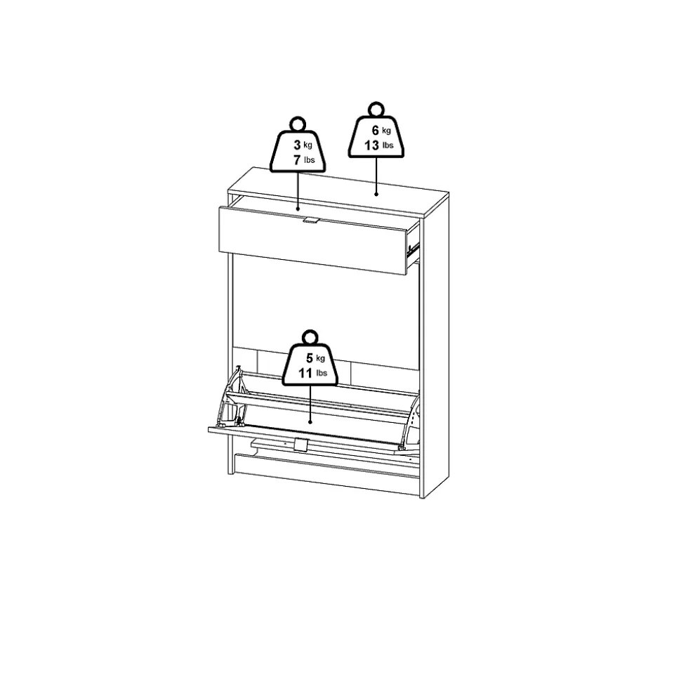Meuble à chaussures Theophile, Meuble à chaussures, Armoire d'entrée polyvalente, Rangement pour chaussures, 70x24 h101 cm, Noir