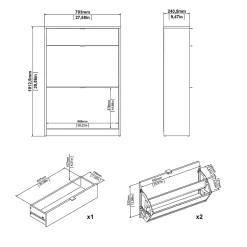 Meuble à chaussures Theophile, Meuble à chaussures, Armoire d'entrée polyvalente, Rangement pour chaussures, 70x24 h101 cm, Noir