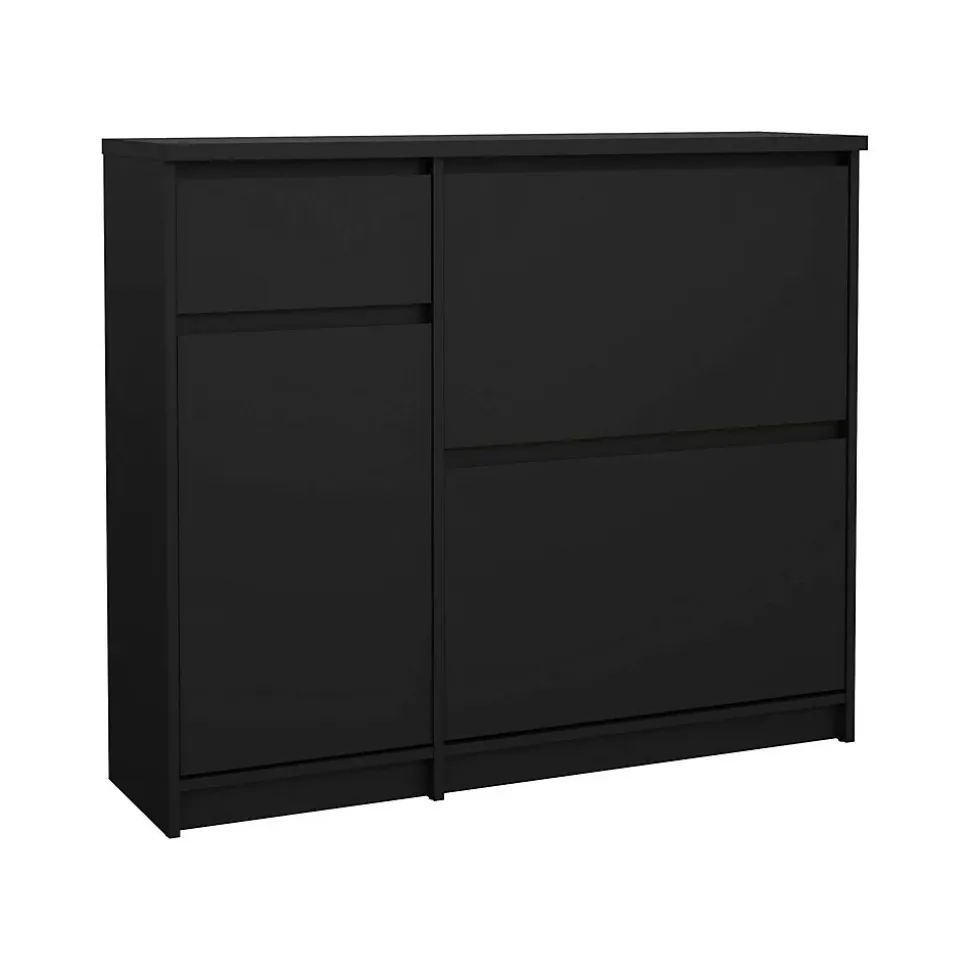 Meuble à chaussures Todd, Meuble à chaussures, Armoire d'entrée polyvalente, Rangement pour chaussures, 109x32 h93 cm, Noir