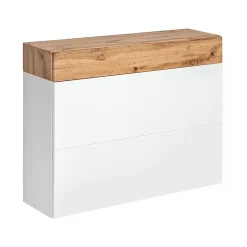 Meuble à chaussures TORTH 2 portes abattantes et 1 tiroir Blanc et chene