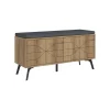 Meuble à chaussures Velma, Meuble à chaussures, Armoire d'entrée polyvalente, Rangement pour chaussures, 107x35 h55 cm, Chêne