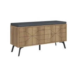 Meuble à chaussures Velma, Meuble à chaussures, Armoire d'entrée polyvalente, Rangement pour chaussures, 107x35 h55 cm, Chêne