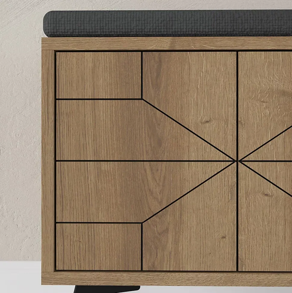 Meuble à chaussures Velma, Meuble à chaussures, Armoire d'entrée polyvalente, Rangement pour chaussures, 107x35 h55 cm, Chêne