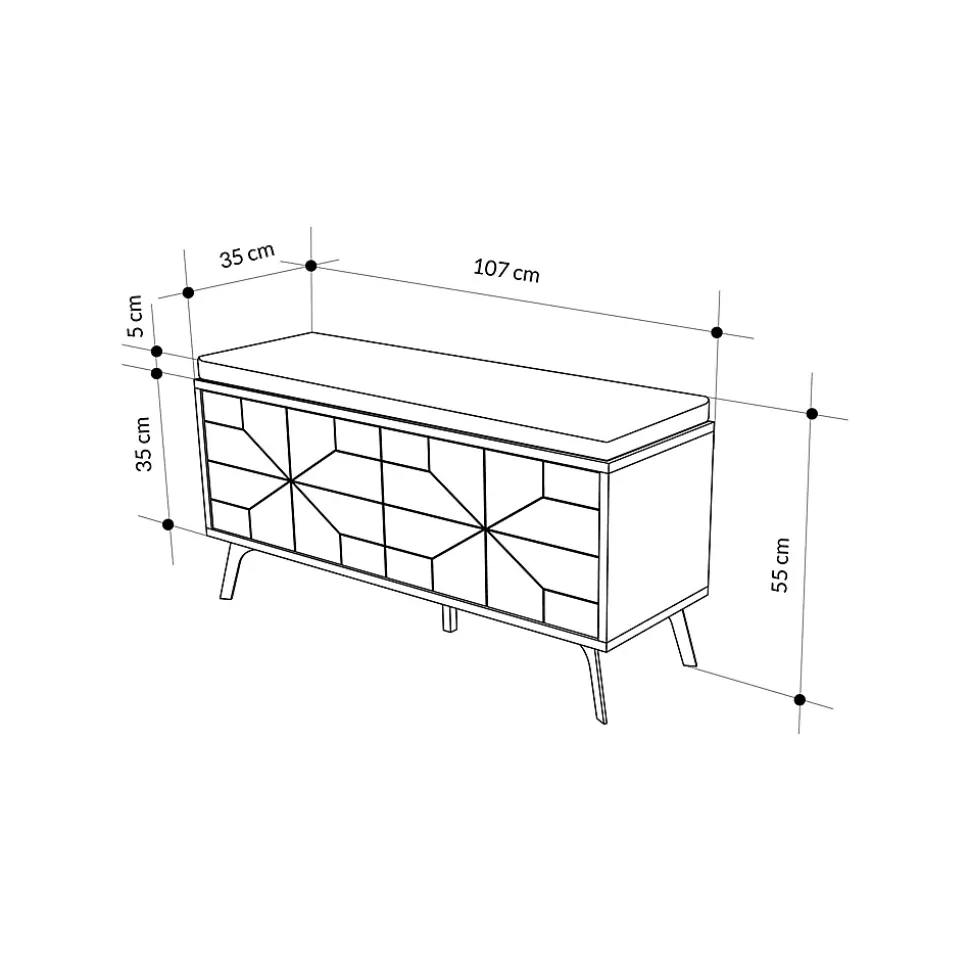 Meuble à chaussures Velma, Meuble à chaussures, Armoire d'entrée polyvalente, Rangement pour chaussures, 107x35 h55 cm, Chêne
