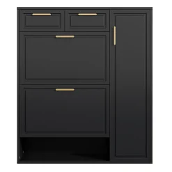 Meuble à chaussures 95x24x107 cm noir, design moderne avec étagères réglables et tiroirs pratiques
