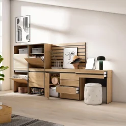 Meuble à chaussures 297x35x145cm commode buffet coiffeuse chêne