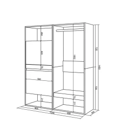 Meuble à chaussures 120x35x145cm vestiaire couleur gris ciment