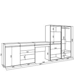 Meuble à chaussures 297x35x145cm vestiaire buffet coiffeuse blanc