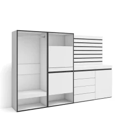 Meuble à chaussures 227x35x145cm vestiaire commode buffet blanc