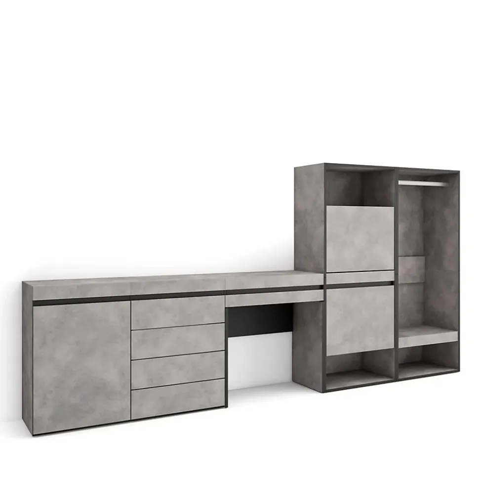 Meuble à chaussures 297x35x145cm vestiaire buffet coiffeuse ciment
