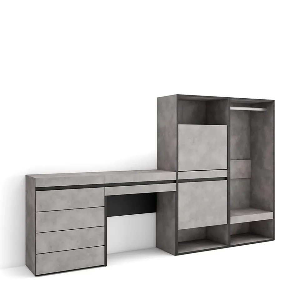 Meuble à chaussures 247x35x145cm vestiaire buffet coiffeuse ciment