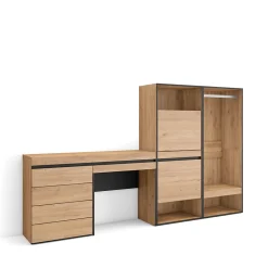 Meuble à chaussures 247x35x145cm vestiaire buffet coiffeuse chêne
