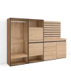 Meuble à chaussures 227x35x145cm vestiaire commode buffet chêne