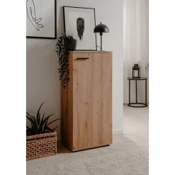 Meuble a chaussures Satos - Chene Artisan - 100 x 110 x 34 cm - Capacité 12 Paires