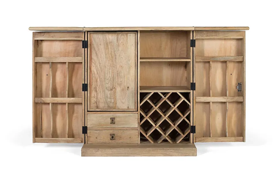 Meuble bar à 2 portes en bois de manguier