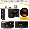 Meuble Bar - Meuble Bar Pivotant avec 2 Tiroirs, Portes Coulissantes et 3 Étagères Ouvertes - MDF - Noir - 105-138x39x102 cm