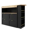 Meuble Bar - Meuble Bar Pivotant avec 4 Tiroirs et Étagères Ouvertes - MDF - Noir - 105-138x39x102 cm