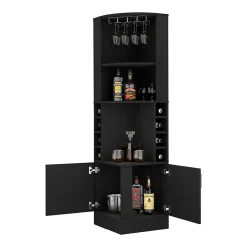 Meuble bar angle Syrah avec rangement pour bouteilles et verres
