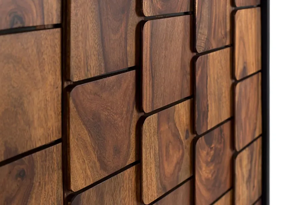 Meuble bar en bois de manguier massif et effet tridimensionnel Sheezam