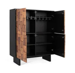 Meuble bar en bois de manguier massif et effet tridimensionnel Sheezam