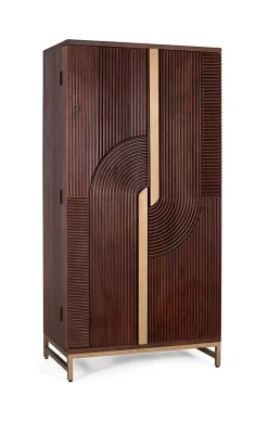 Meuble bar en bois manguier et métal