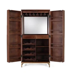 Meuble bar en bois manguier et métal