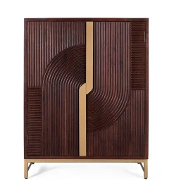 Meuble bar en bois manguier et métal